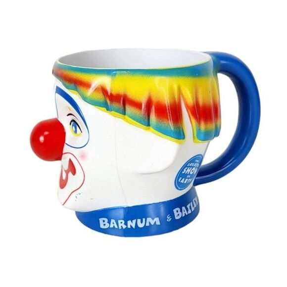 Vintage Ringling Brothers & Barnum & Bailey Rainbow Hair Smiling Happy Clown Mug - Picture 5 of 11